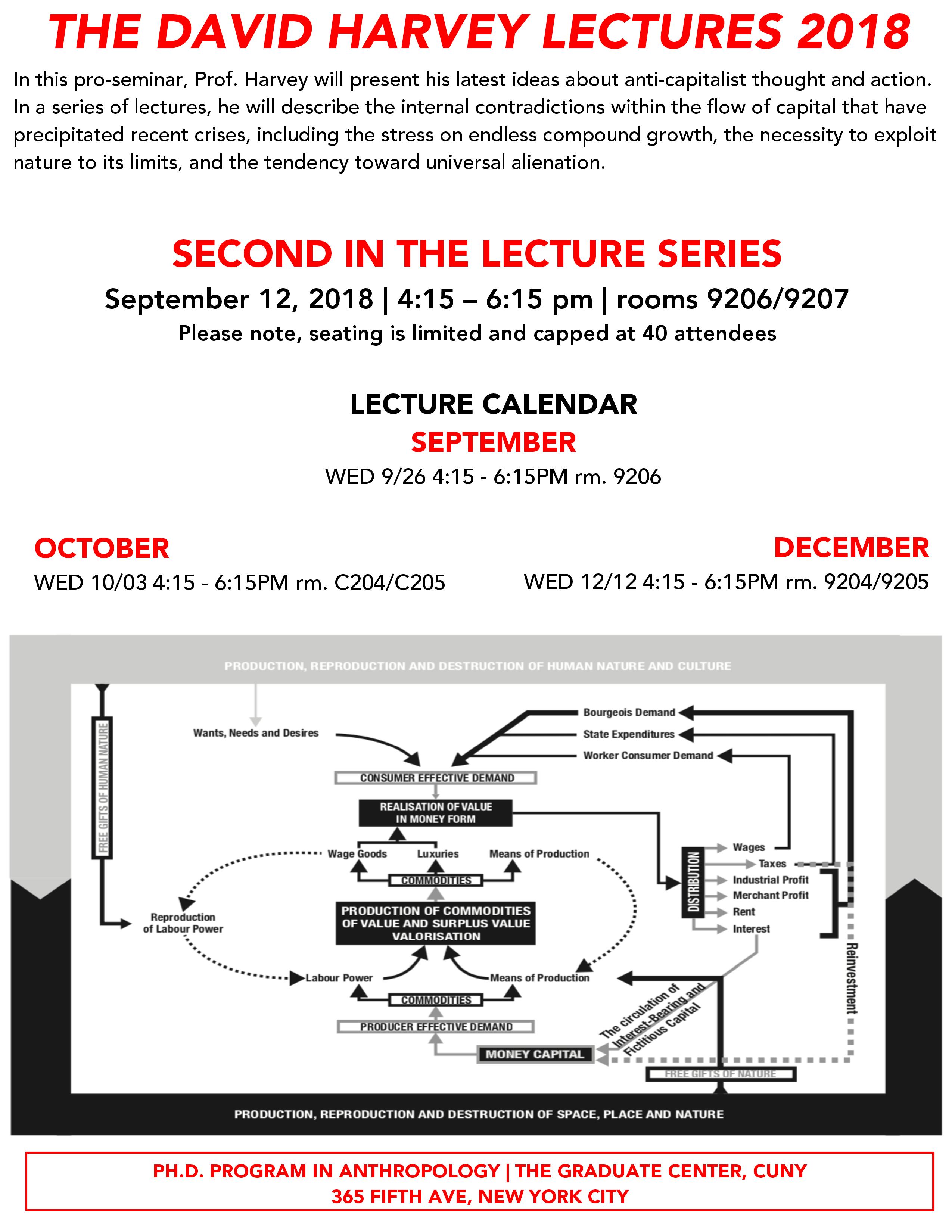Flyer for David Harvey's lecture on September 12th